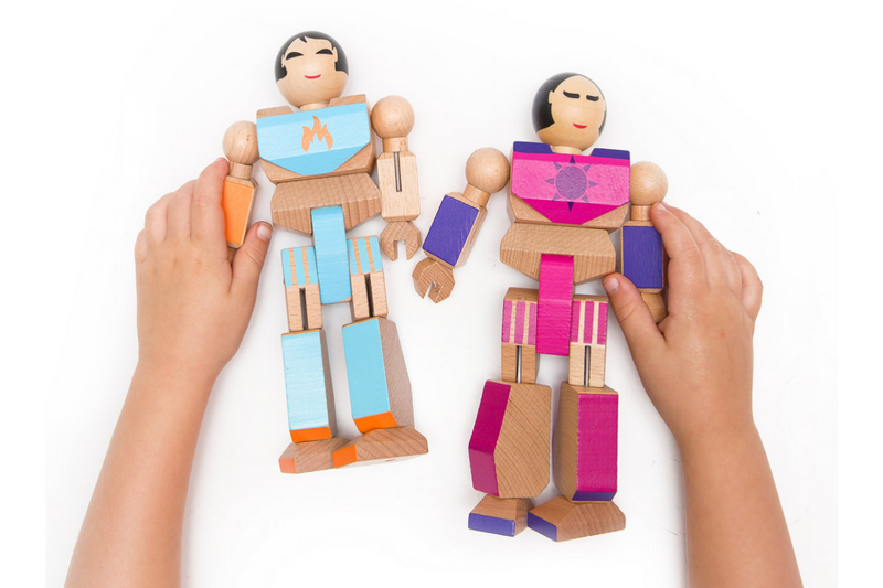 Wood Action Figures Playhard Heroes Once Kids Move and pose action toys 