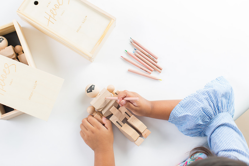 make your own wood action figure playhard heroes diy once kids natural wood action toy figure save the planet