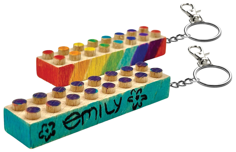 Once Kids Makers Bricks - Wooden Bricks Keychain Color STEM Craft