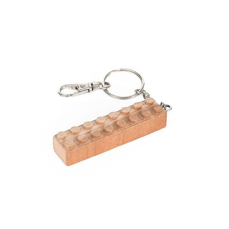 wood brick keychain kit customize toy construction compatible minifigure