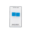 Wooden Brick 2x2 Stud Earrings BLUE - Once Kids