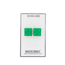 Wooden Brick 2x2 Stud Earrings GREEN - Once Kids