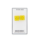 Wooden Brick 2x2 Stud Earrings YELLOW - Once Kids