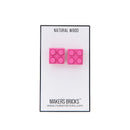 Wooden Brick 2x2 Stud Earrings PINK - Once Kids