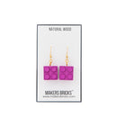Wooden Brick 2x2  Earrings PURPLE - Once Kids