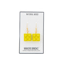 Wooden Brick 2x2  Earrings YELLOW - Once Kids