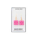 Wooden Brick 2x2 Earrings PINK - Once Kids