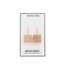 Wooden Brick 2x2 Earrings NATURAL- CUSTOMIZE - Once Kids