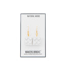 Stylish 2x2 White Wooden Brick Dangle Earrings – Eco-Friendly & Lego®-Compatible - Once Kids
