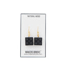 Eco-Friendly Wooden Brick 2x2 Dangle Earrings - Black, LEGO®-Compatible Jewelry - Once Kids
