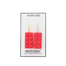 Wooden Brick 2x4 Earrings RED - Once Kids