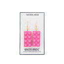 Wooden Brick 2x4 Earrings PINK - Once Kids