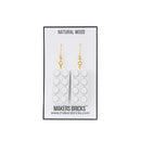 Wooden Brick 2x4 Earrings WHITE - Once Kids