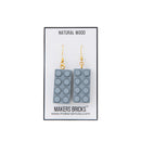Wooden Brick 2x4 Earrings GRAY - Once Kids