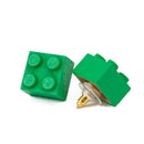 Wooden Brick 2x2 Stud Earrings GREEN - Once Kids