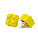 Wooden Brick 2x2 Stud Earrings YELLOW - Once Kids