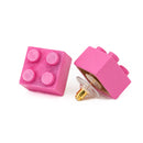 Wooden Brick 2x2 Stud Earrings PINK - Once Kids