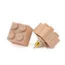 Wooden Brick 2x2 Stud Earrings Natural- Customize - Once Kids