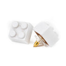 Wooden Brick 2x2 Stud Earrings WHITE - Once Kids