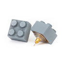 Wooden Brick 2x2 Stud Earrings GRAY - Once Kids