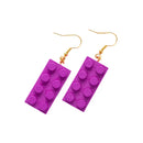 Wooden Brick 2x4 Earrings PURPLE - Once Kids