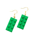 Wooden Brick 2x4 Earrings GREEN - Once Kids