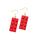 Wooden Brick 2x4 Earrings RED - Once Kids