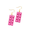 Wooden Brick 2x4 Earrings PINK - Once Kids