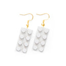 Wooden Brick 2x4 Earrings WHITE - Once Kids