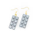 Wooden Brick 2x4 Earrings GRAY - Once Kids