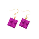Wooden Brick 2x2  Earrings PURPLE - Once Kids