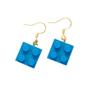 Wooden Brick 2x2  Earrings BLUE - Once Kids