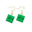 Wooden Brick 2x2  Earrings GREEN - Once Kids