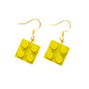 Wooden Brick 2x2  Earrings YELLOW - Once Kids