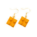Wooden Brick 2x2  Earrings LIGHT ORANGE - Once Kids