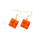 Wooden Brick 2x2  Earrings ORANGE - Once Kids