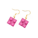 Wooden Brick 2x2 Earrings PINK - Once Kids