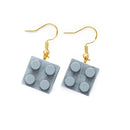 Wooden Brick 2x2  Earrings GRAY - Once Kids