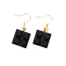 Eco-Friendly Wooden Brick 2x2 Dangle Earrings - Black, LEGO®-Compatible Jewelry - Once Kids