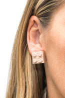 Wooden Brick 2x2 Stud Earrings Natural- Customize - Once Kids