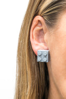 Wooden Brick 2x2 Stud Earrings GRAY - Once Kids