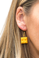 Wooden Brick 2x2  Earrings LIGHT ORANGE - Once Kids