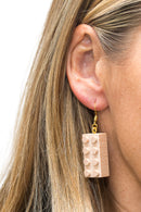 Wooden Brick 2x4 Earrings NATURAL- CUSTOMIZE - Once Kids