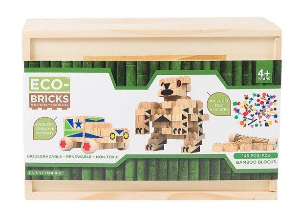Eco-Bricks™ Bamboo 145-Piece set is a brilliant first step into healthier, greener, construction block fun. Eco-bricks™ Bamboo are natural and biodegradable bamboo construction blocks.