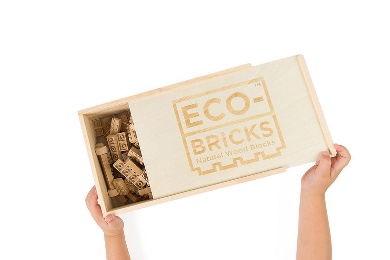 Eco-Bricks™ Bamboo 250-Piece set, in a Laser engraved storage box. 