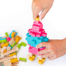 Once Kids Eco-Bricks™ Color made with water based color and biodegradable wooden construction blocks. The Eco-Bricks™ Color 206-piece set is made from Non-Toxic Water-Base Color, a brilliant first step into healthier, greener, construction block fun!  Building Construction toy