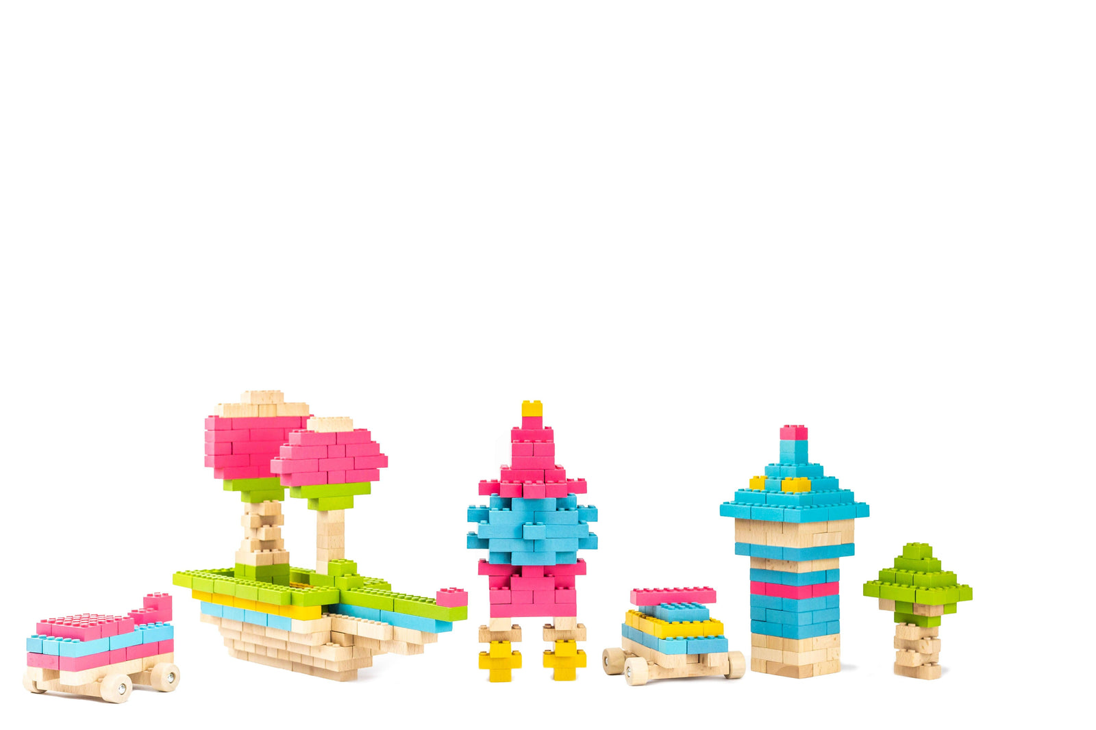 Eco-Bricks Natural Wood Color Bricks | Construction Toys