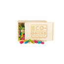 Once Kids Eco-Bricks™ Color made with water based color and biodegradable wooden construction blocks. The Eco-Bricks™ Color 206-piece set is made from Non-Toxic Water-Base Color, a brilliant first step into healthier, greener, construction block fun!  Building Construction toy 