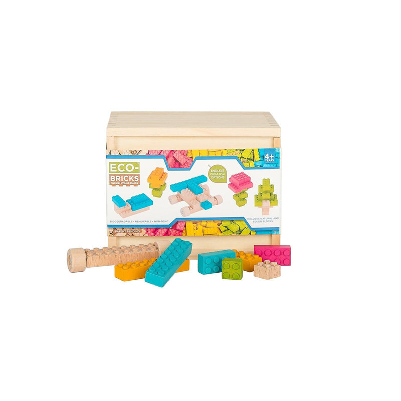 Eco-Bricks™ Color 54pc Water-base color tint and biodegradable wooden construction blocks. 