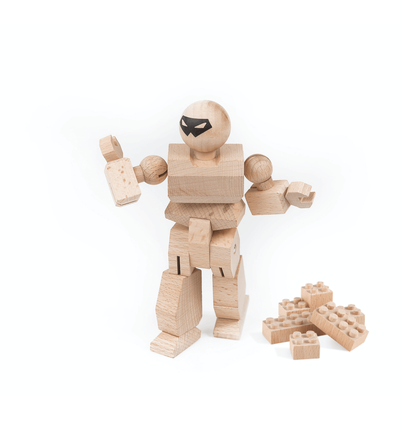 Once Kids Eco-bricks™ Minifigure Color your own wooden action figures compatible with building construction toys